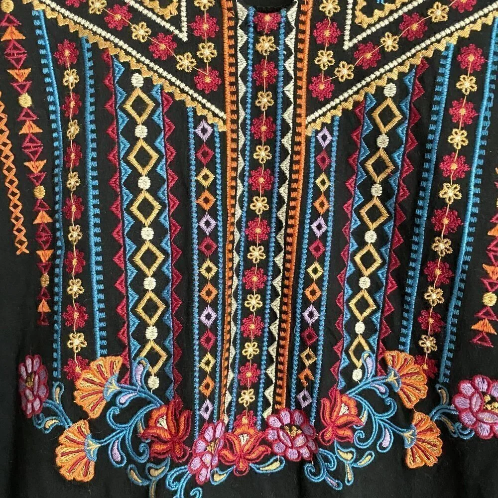 Savanna Jane Maci Embroidered Long Sleeve Boho Top Size Medium